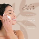 Woman using Dermavive dry skin cleansing bar for Australian skincare for dry skin with hydrating formula