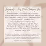 Ingredients list for Dermavive dry skin cleansing bar showcasing Australian skincare for dry skin
