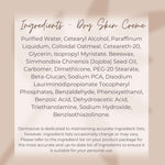 Ingredients list for Dermavive dry skin creme Australian skincare for dry skin with natural oils and soothing oatmeal