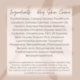 Ingredients list for Dermavive dry skin creme Australian skincare for dry skin with natural oils and soothing oatmeal