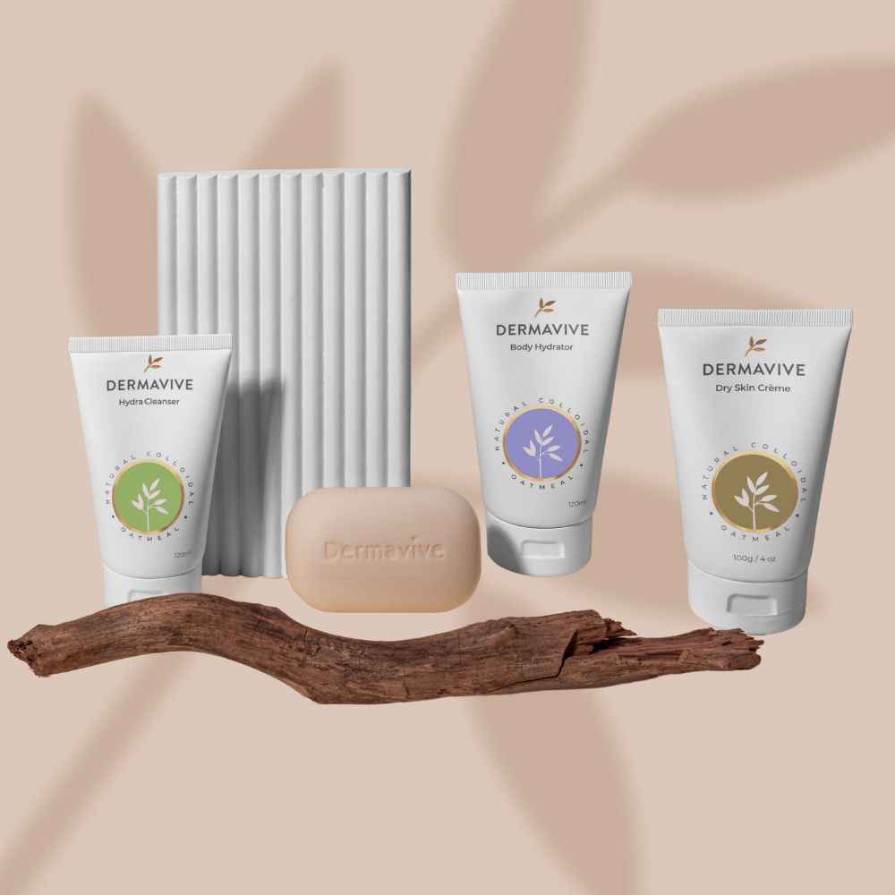 Dermavive Australian skincare for dry skin set with cleanser body hydrator dry skin creme and soap bar