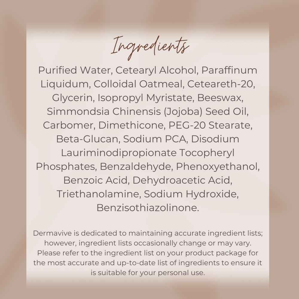 Dermavive Skin Care Product Ingredients List for the best moisturiser for dry skin