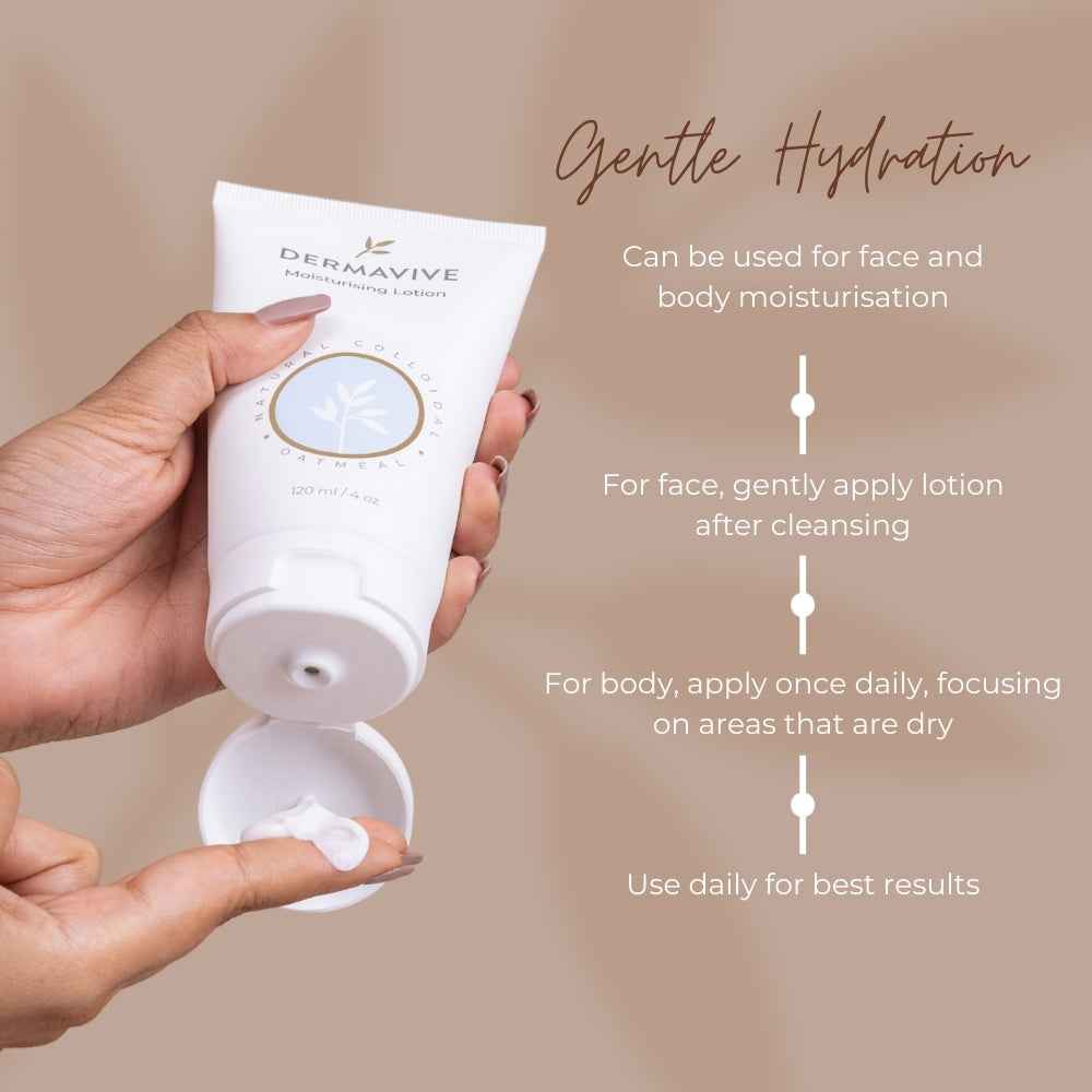 Dermavive Colloidal Oatmeal Moisturiser for gentle hydration on face and body