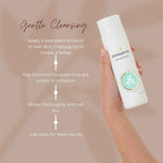 Dermavive feminine wash bottle with instructions for gentle cleansing and irritation care