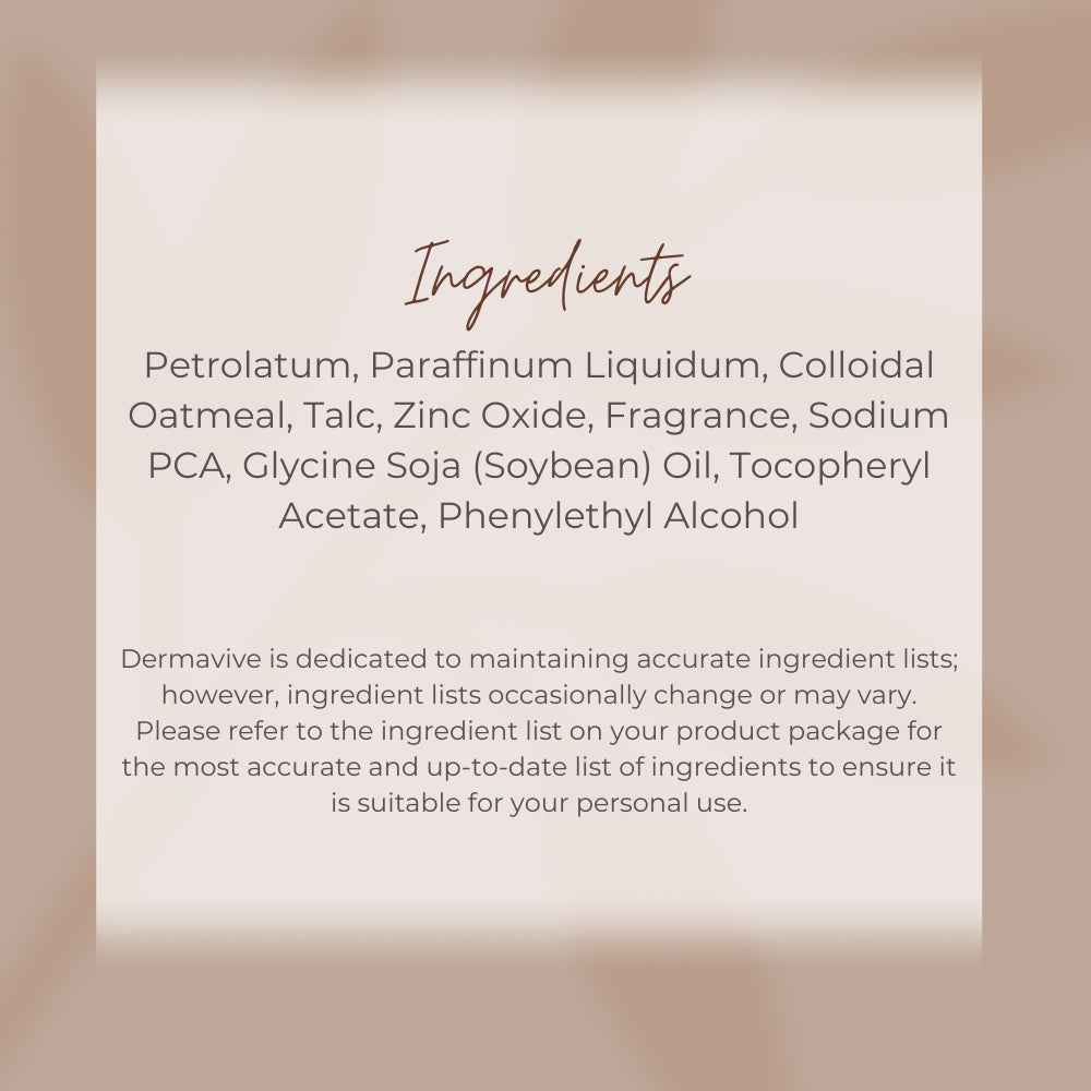 Dermavive Natural Nappy Cream for Sensitive Skin Ingredients List Featuring Key Components