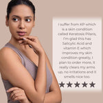Dermavive sensitive skin cleansing bar review with five-star rating and woman showing smooth skin