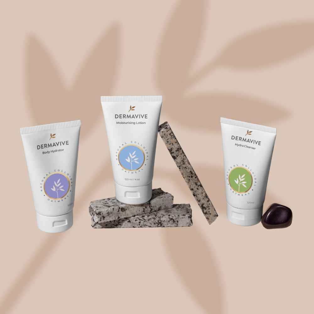 Dermavive skincare for dry sensitive skin set with body hydrator moisturizing lotion and hydra cleanser