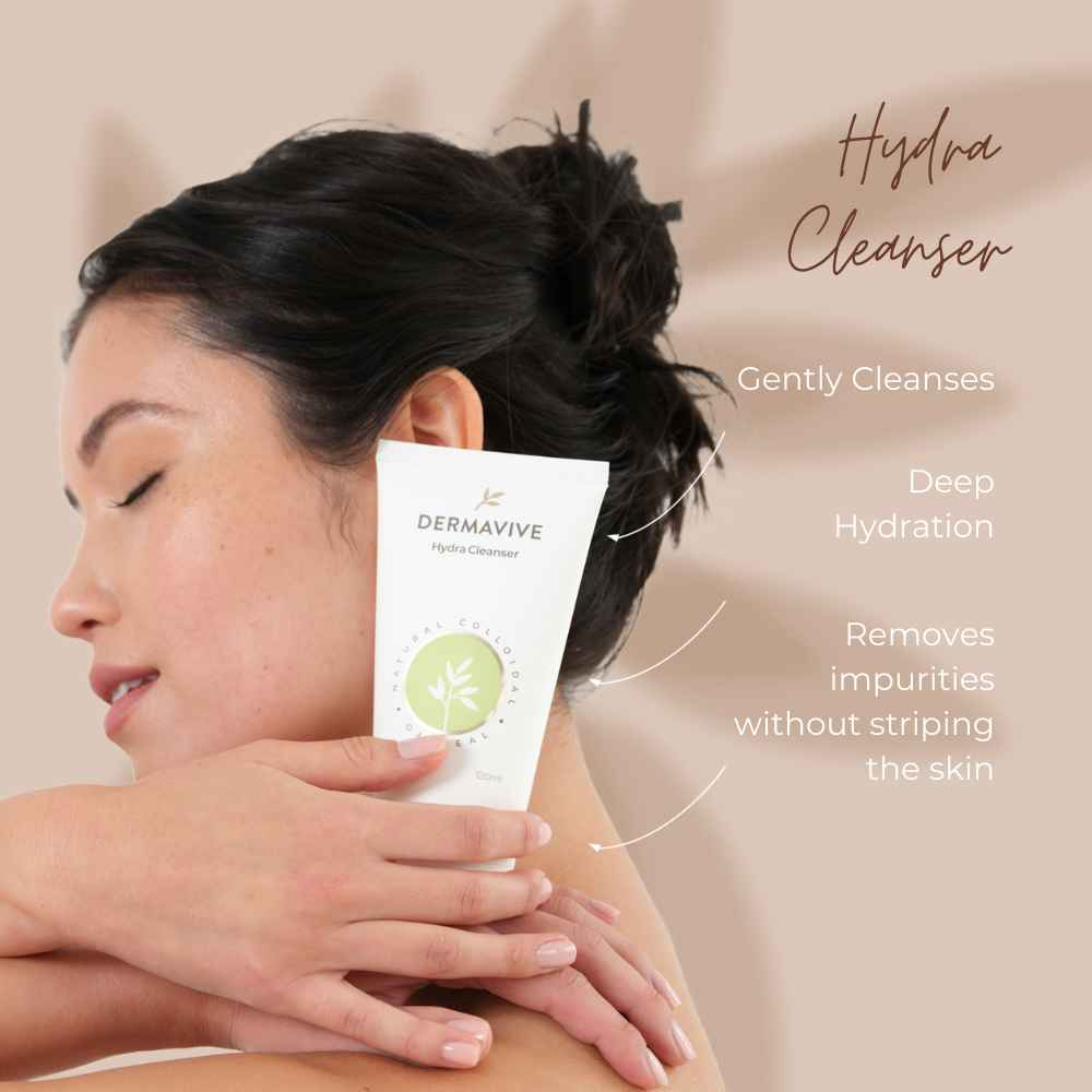 Dermavive Hydra Cleanser for skincare for dry sensitive skin gently cleanses and hydrates