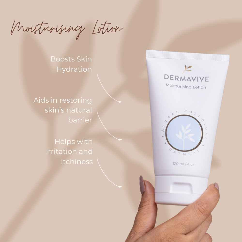 Dermavive moisturizing lotion for skincare for dry sensitive skin boosts hydration and restores skin barrier