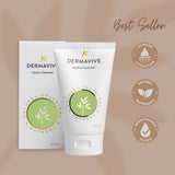 Dermavive Hydra Cleanser 120ml packaging highlighting natural colloidal oatmeal, dermatologist-tested formula, and 48-hour hydration.