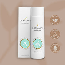 Dermavive Intimate Wash 250ml bottle and packaging, featuring natural colloidal oatmeal for gentle cleansing.