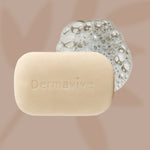 Dermavive Oily Skin Cleansing Bar lathered with bubbles, highlighting its gentle yet effective cleansing properties.