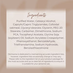 Dermavive Moisturising Lotion ingredients list, including colloidal oatmeal, glycerin, sodium PCA, and tocopheryl acetate.