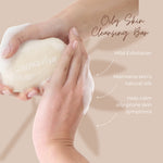 Dermavive Oily Skin Cleansing Bar benefits include mild exfoliation, retaining natural oils, and calming oily-prone skin.