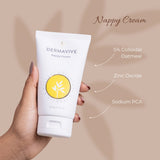 Dermavive Nappy Cream with 5% colloidal oatmeal, zinc oxide, and sodium PCA for effective protection and hydration.