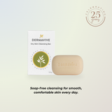 Dermavive dry skin cleansing bar with packaging on a light background