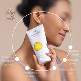 Dermavive Nappy Cream highlighting uses for nappy rash, irritated skin, protecting, calming, and moisturising baby skin.