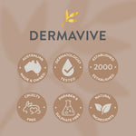 Dermavive credentials highlighting Australian-made, dermatologist-tested, cruelty-free, and paraben-free features.