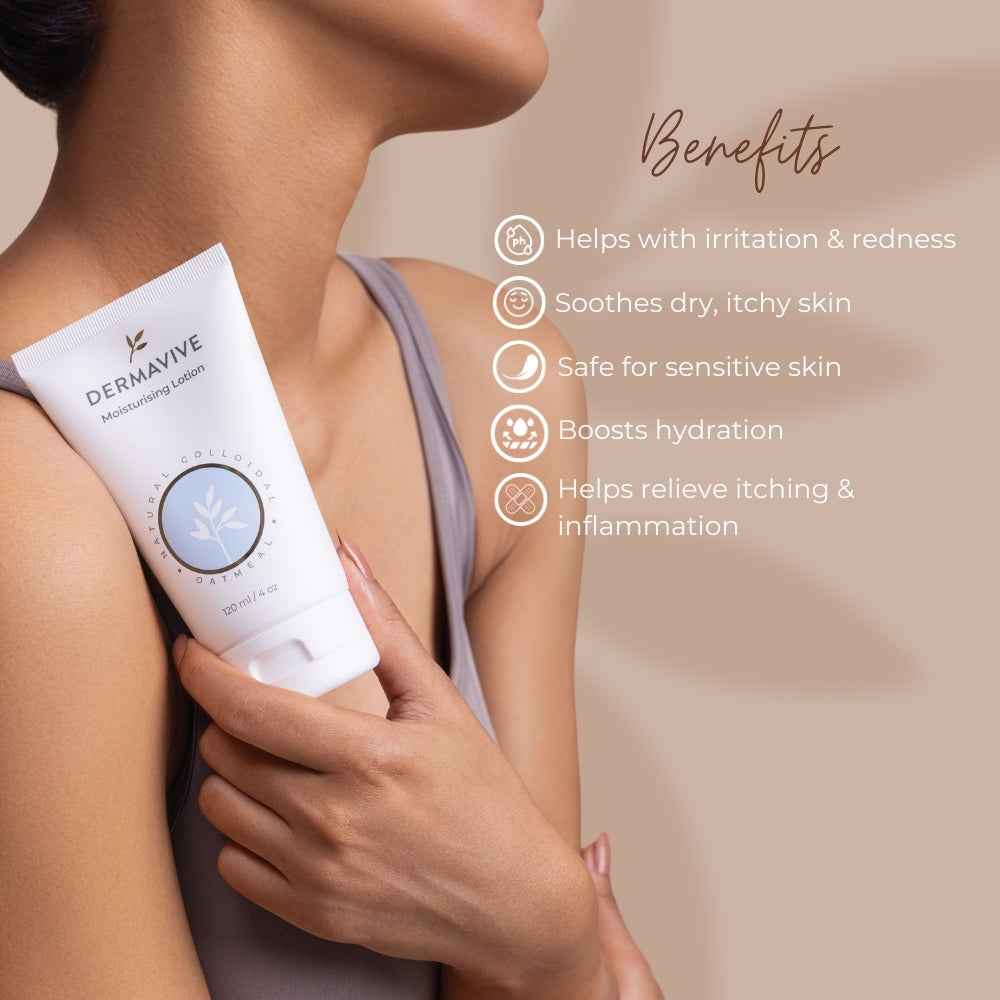 Dermavive Colloidal Oatmeal Moisturiser for sensitive skin, soothing redness and boosting hydration